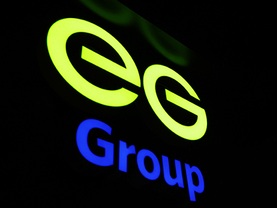 A neon EG Group logo