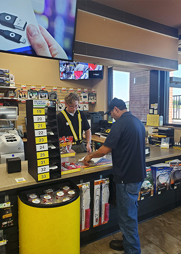 Love's retail management intern, Clayton, working at a Love's