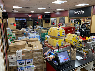 hurricane supplies at loves travel stops during michael