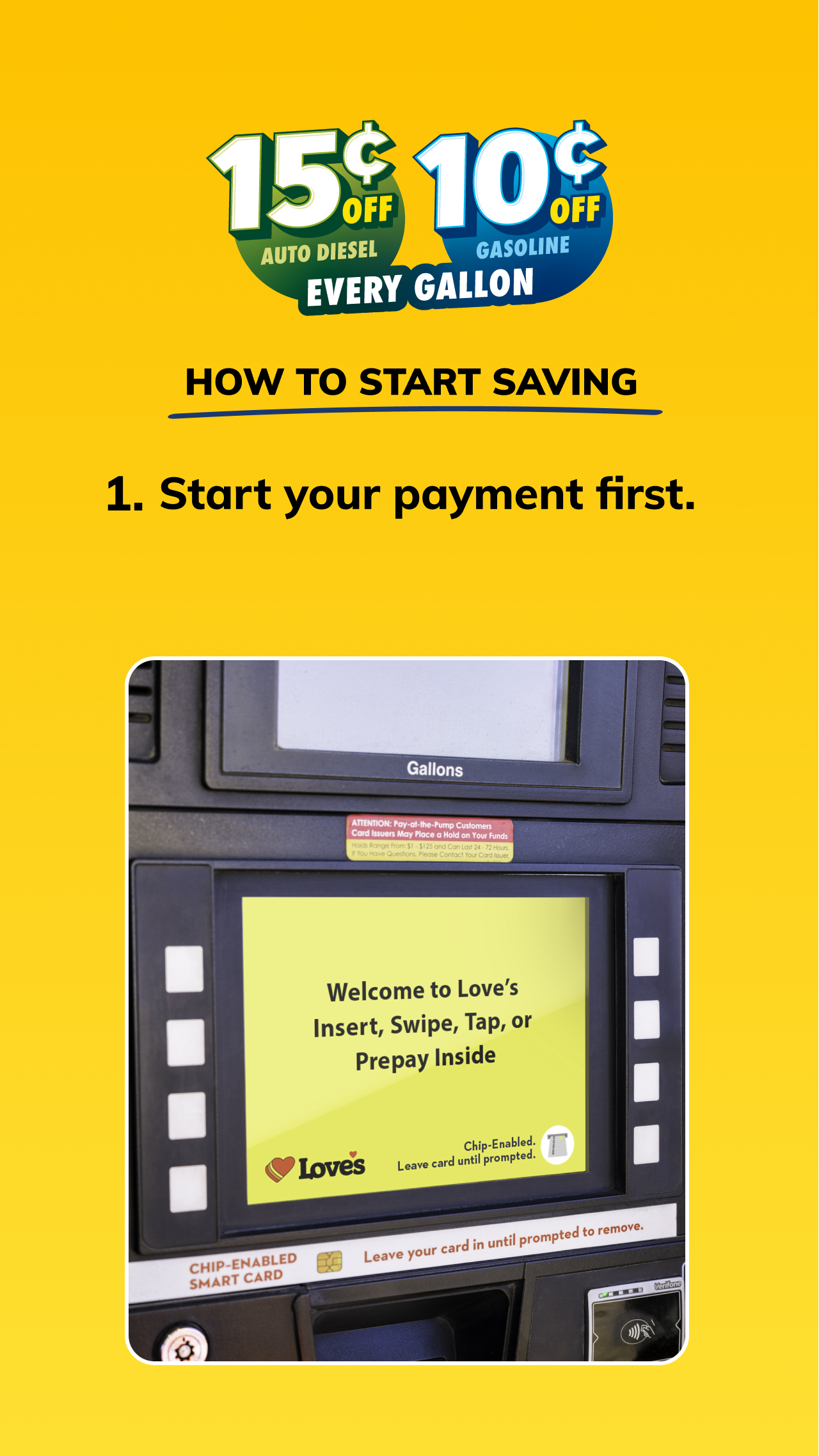 Step 1 of how to save on fuel at Love's with the Love's App