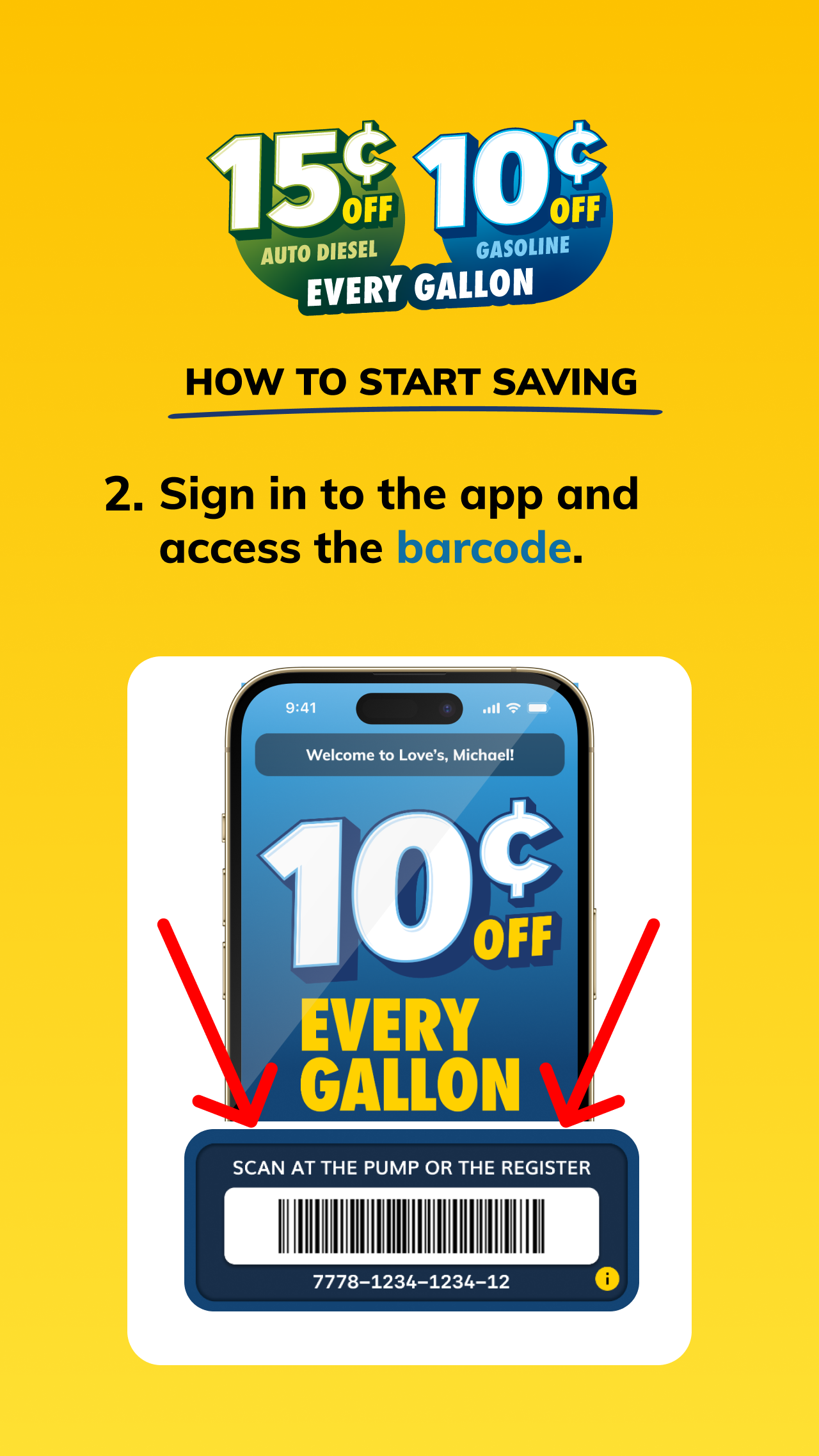 Step 2 of how to save on fuel at Love's with the Love's App