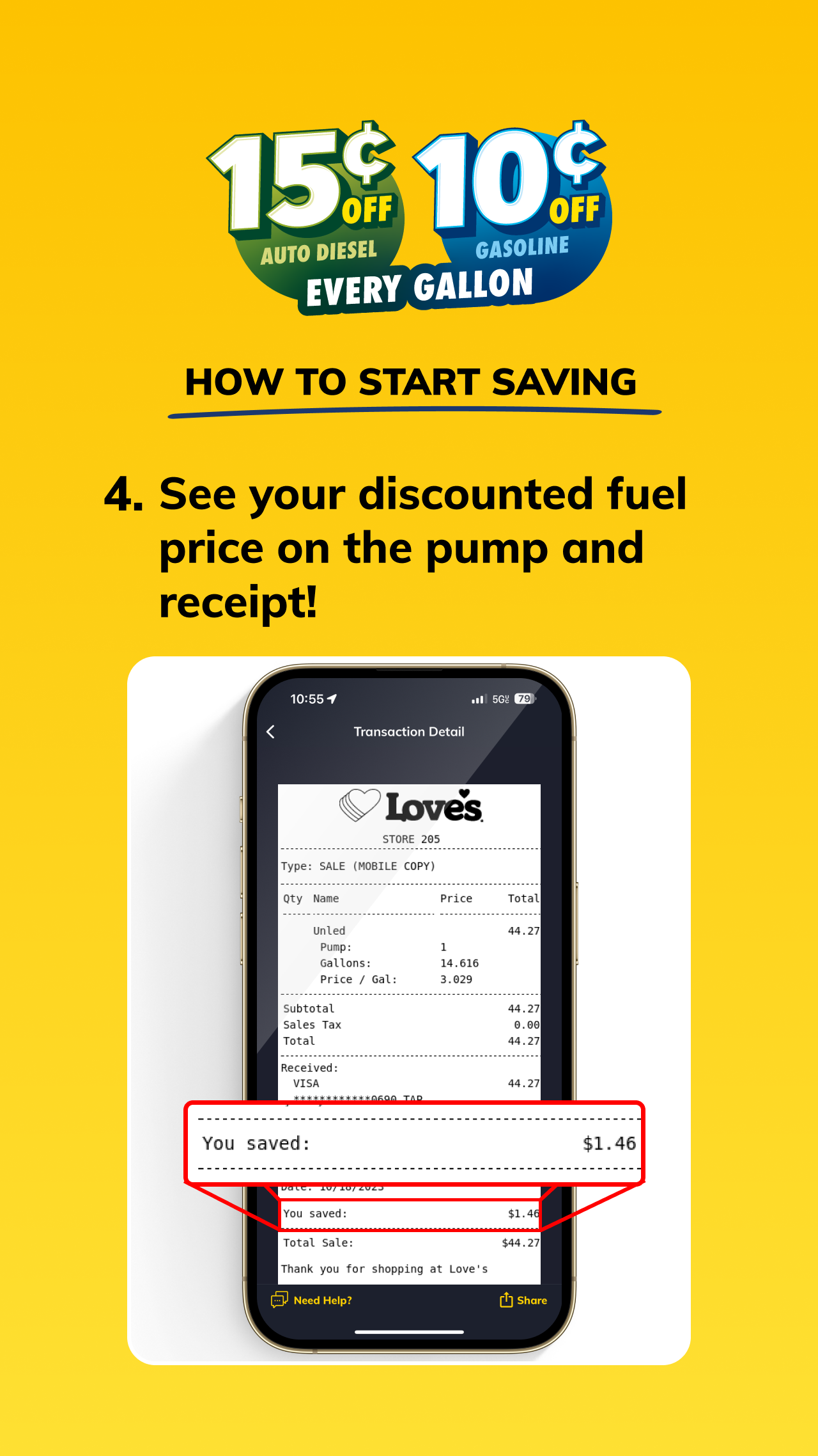 Step 4 of how to save on fuel at Love's with the Love's App